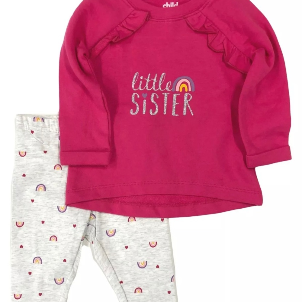 “Little Sister” Outfit Two Piece Set with Rainbows